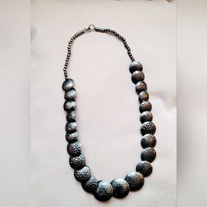 Artisan Crafted Hammered Metal Boho Necklace 24" Vintage